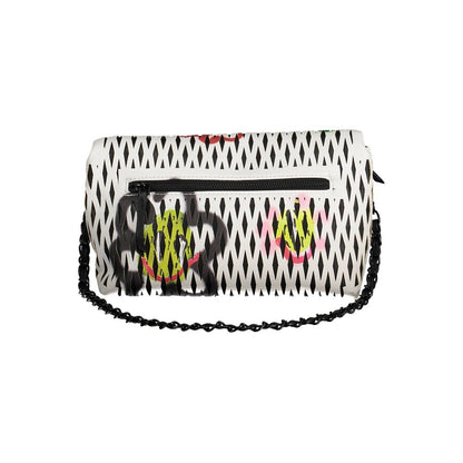 Desigual White Polyethylene Women Handbag with adjustable strap and three compartments, featuring stylish Spanish design elements.