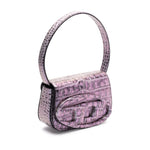 Diesel 1DR Tote Bag in embossed crocodile effect leather with single top handle and detachable shoulder strap.