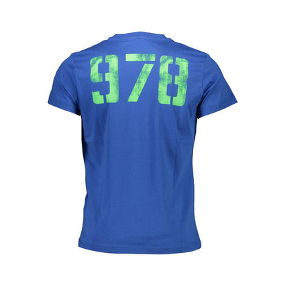 Back view of Diesel Blue Cotton Men T-Shirt with '978' print, showcasing vibrant color and premium quality.