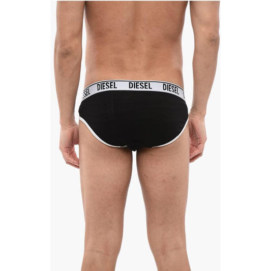Diesel Set of 2 Stretch Cotton Briefs with Logoed Elastic Band