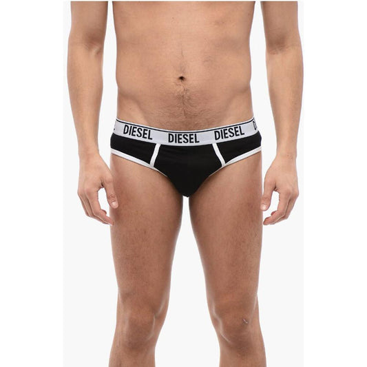 Diesel Set of 2 Stretch Cotton Briefs with Logoed Elastic Band
