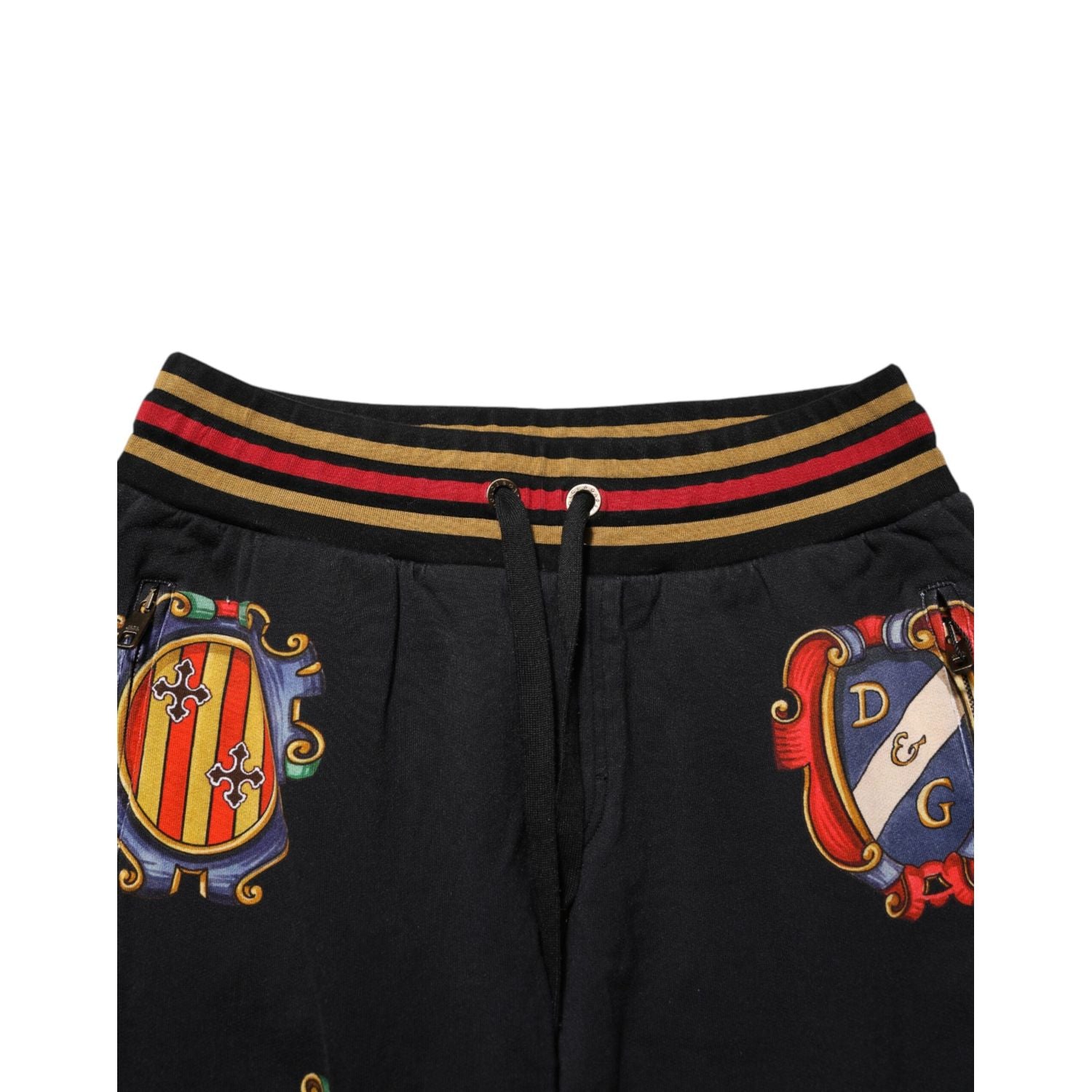 Dolce & Gabbana Black Baroque Crest Logo Men Trackpants Pants