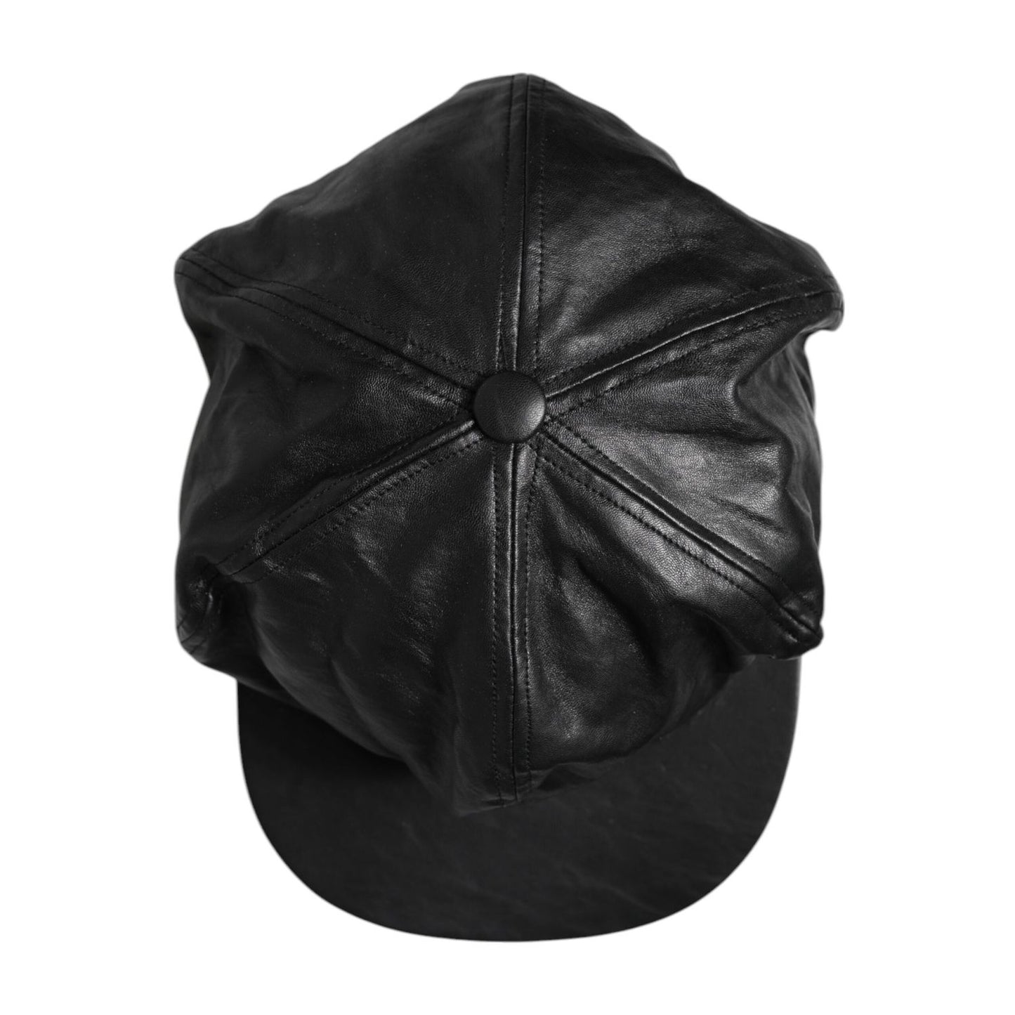 Dolce & Gabbana Black Calf Newsboy Capello Cabbie Hat