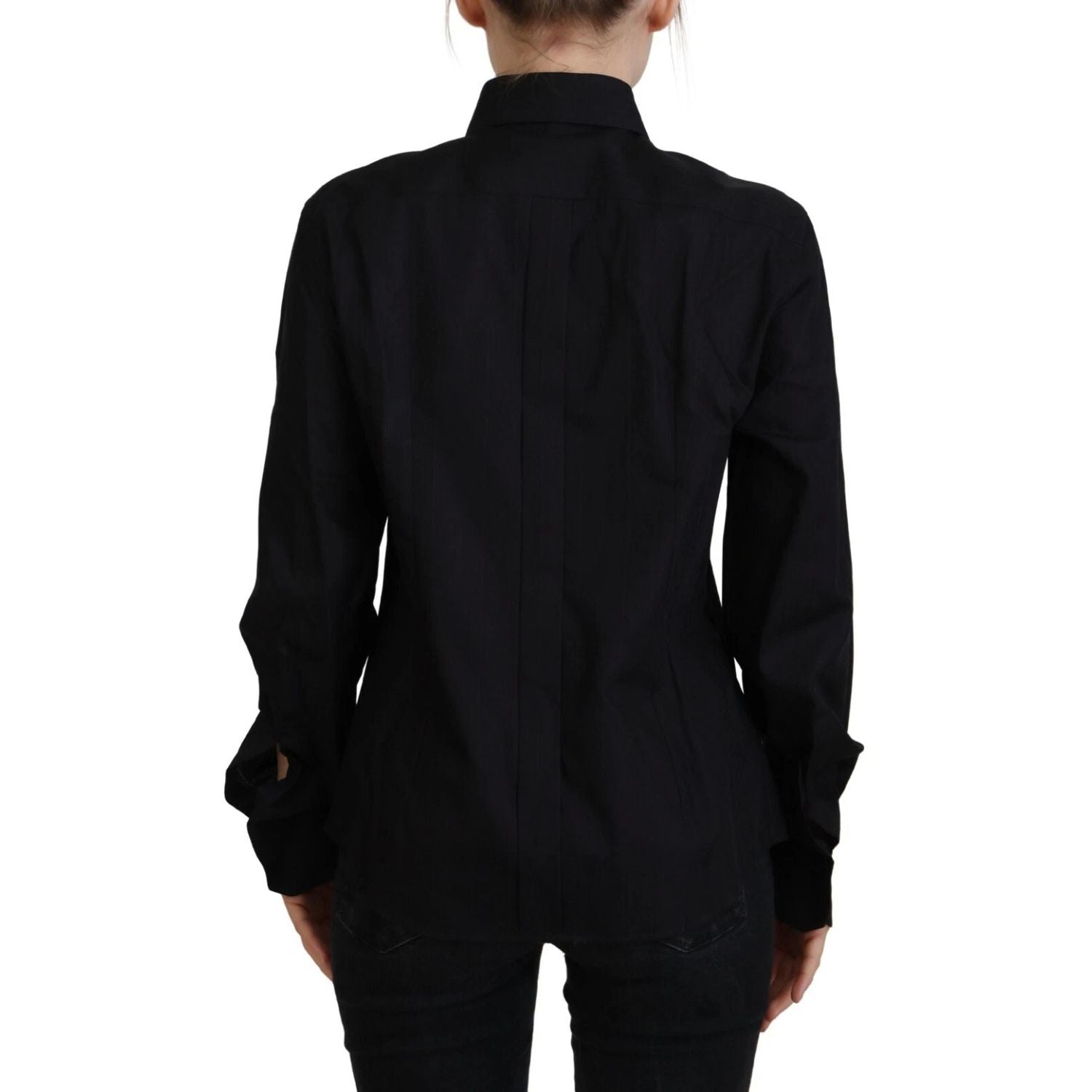 Dolce & Gabbana Black Cotton Collared Long Sleeves Shirt