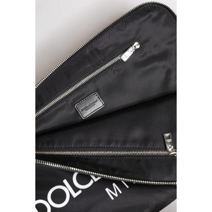 Dolce & Gabbana Black DG Milano Print Nylon Pouch Clutch Bag