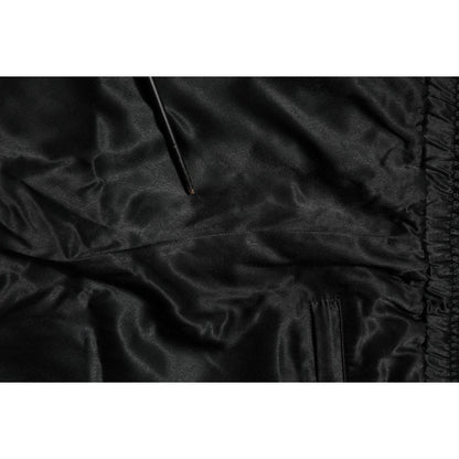 Dolce & Gabbana Black Gold Satin Crown Side Stripe Jogger Pants