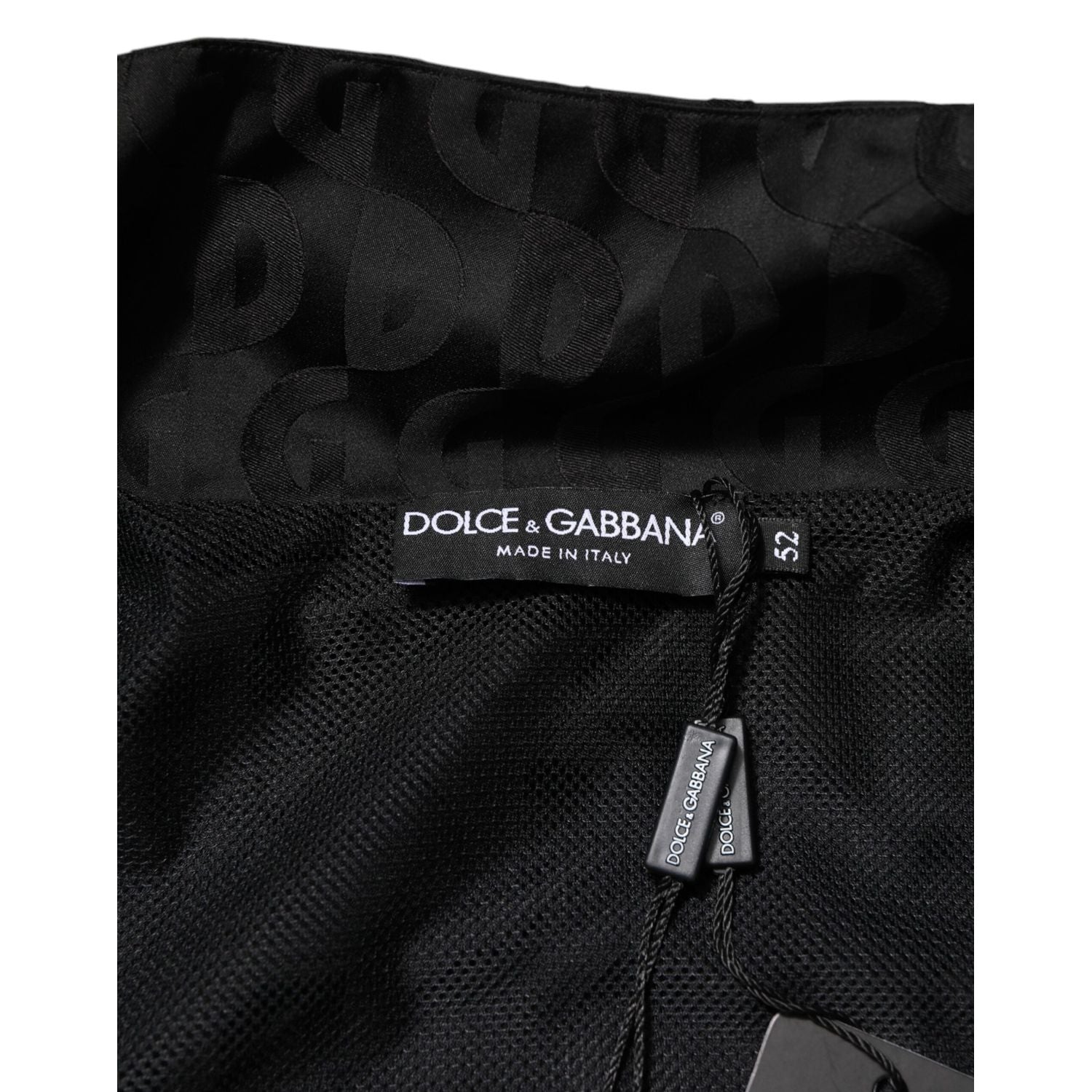 Dolce & Gabbana Black Jacquard Men Full Zip Bomber Sweater