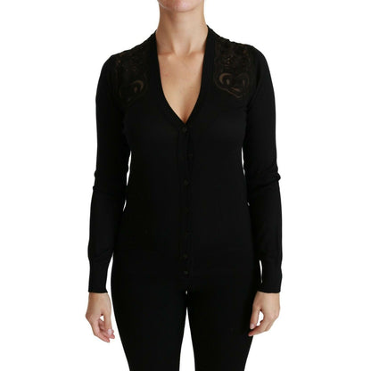 Dolce & Gabbana Black Lace Sweater Cardigan Sweater