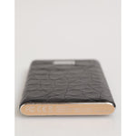 Dolce & Gabbana Black Leather Embossed Exotic 3000mAh Power Bank Charger USB with luxurious exotic skin-textured design.