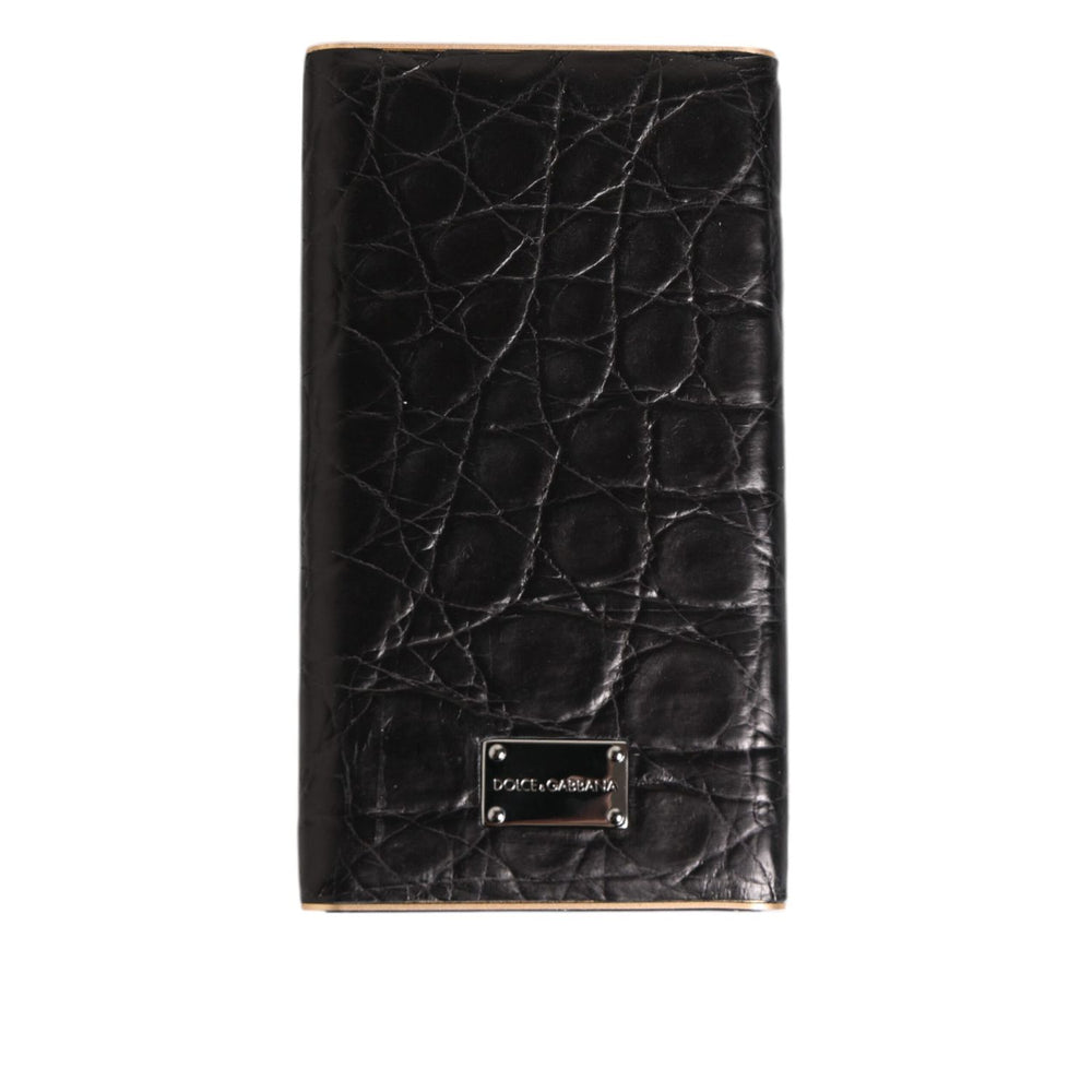 Dolce & Gabbana Black Leather Exotic 3000mAh Power Bank Charger USB with crocodile texture finish