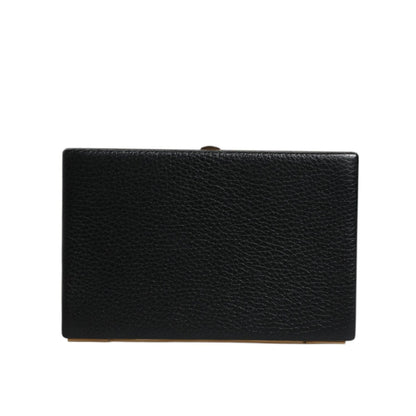 Dolce & Gabbana Black Leather Gold Frame Clutch Evening Party Purse Bag