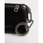 Dolce & Gabbana Black Leather Zip Logo Keyring Coin Purse Keyring Wallet with metal details and minor zipper defect