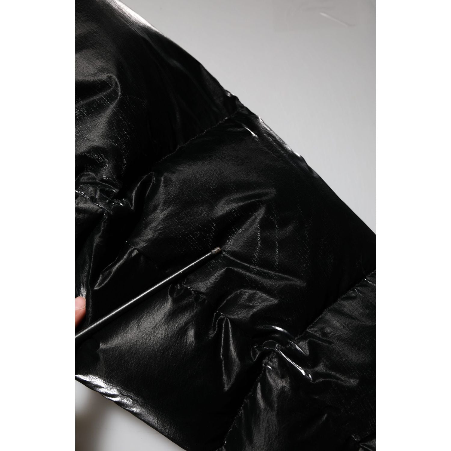 Dolce & Gabbana Black Logo Full Zip Hooded Quilted Jacket