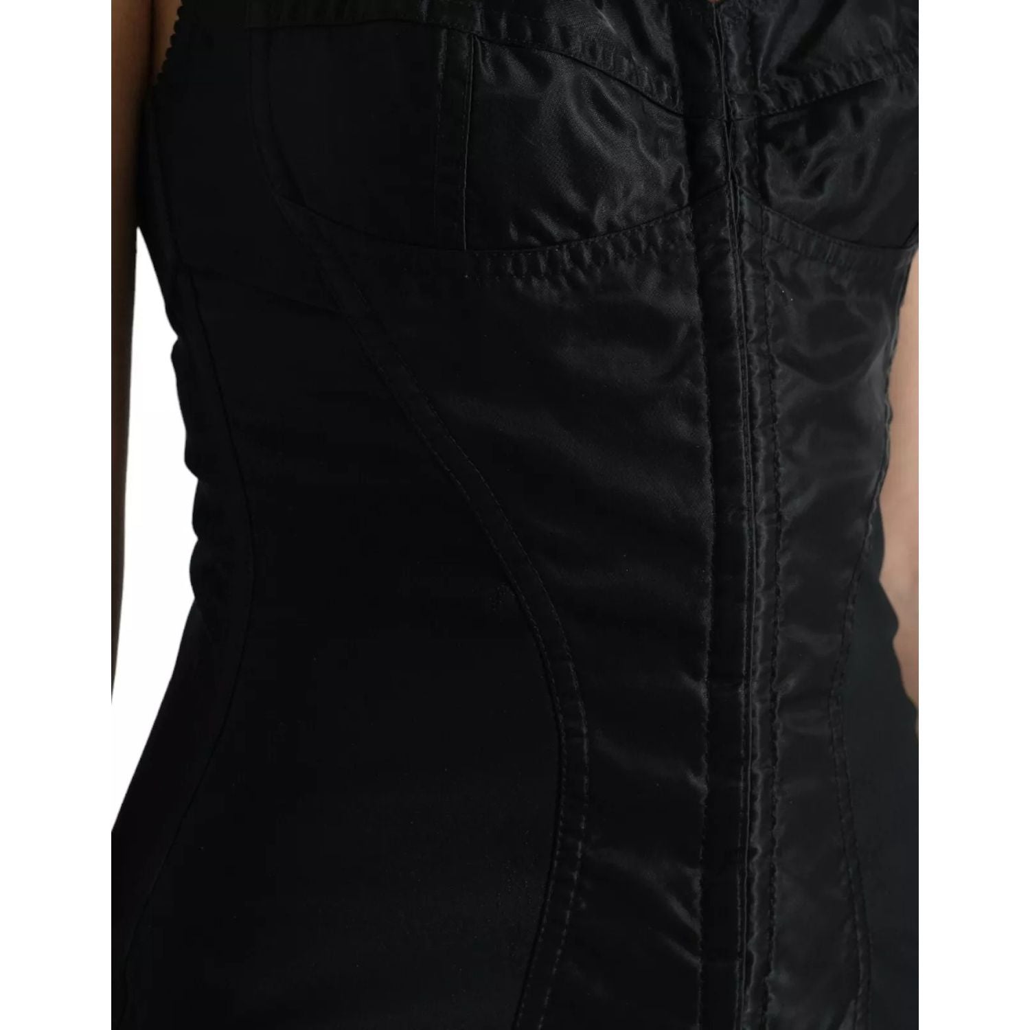 Dolce & Gabbana Black Nylon Bodycon Corset Bustier Mini Dress