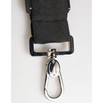 Dolce & Gabbana Black Polyester Stretch Rubberised DG Logo Men Keychain with silver clasp and black strap