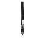 Dolce & Gabbana Black Polyester Stretch Rubberised DG Logo Men Keychain hanging on white background.