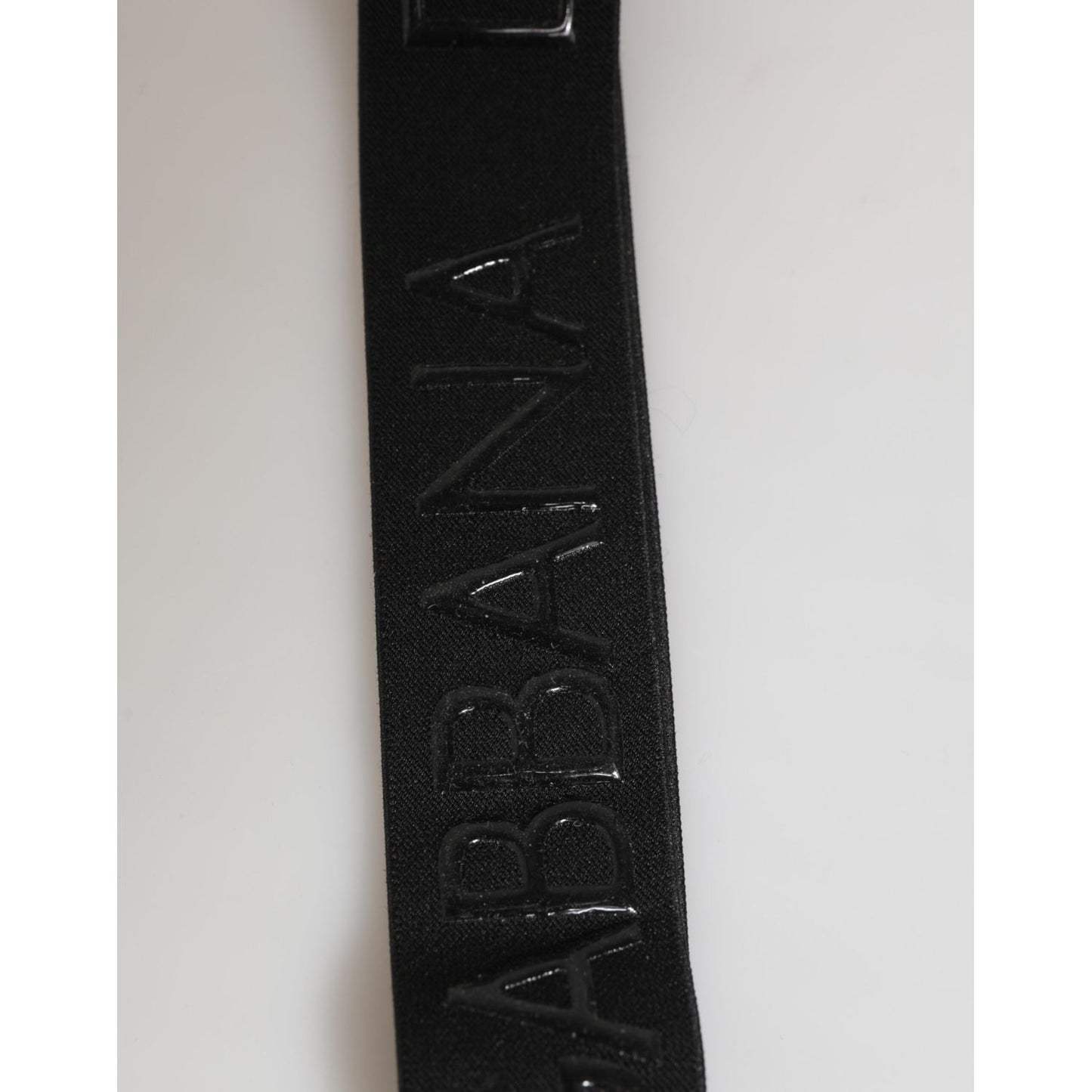 Dolce & Gabbana Black Polyester Stretch Rubberised DG Logo Men Keychain showing the embossed logo detail.