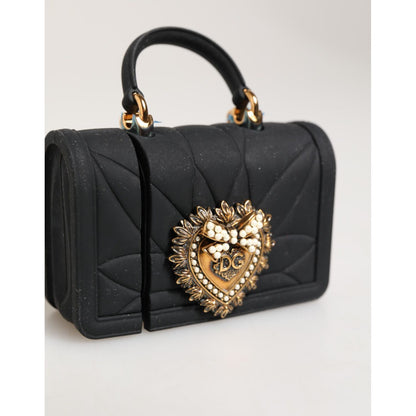 Dolce & Gabbana Black Silicone Devotion Heart Cover Hand Bag Airpod Case