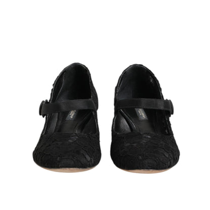 Dolce & Gabbana Black Vally Taormina Floral Lace Pumps Shoes