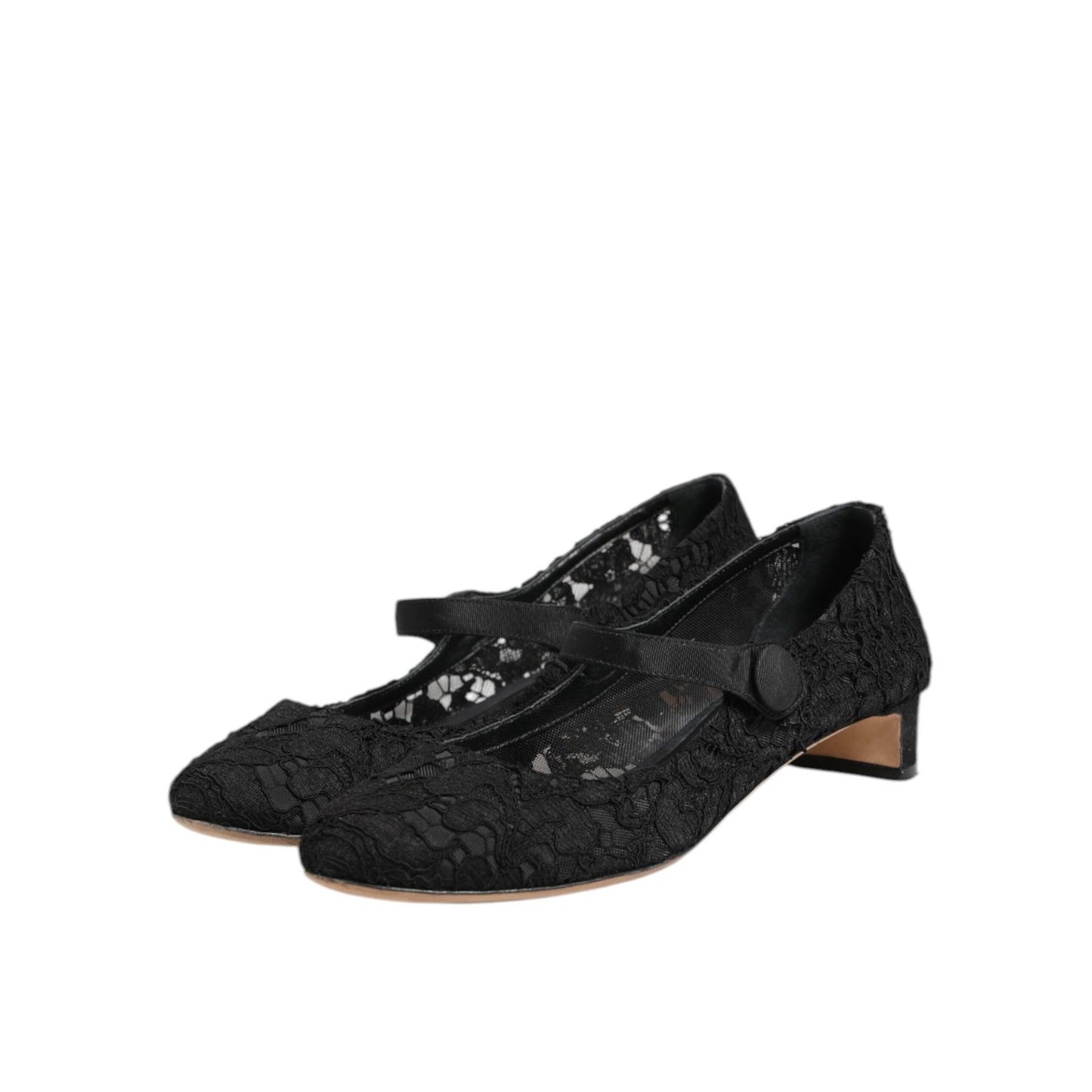 Dolce & Gabbana Black Vally Taormina Floral Lace Pumps Shoes
