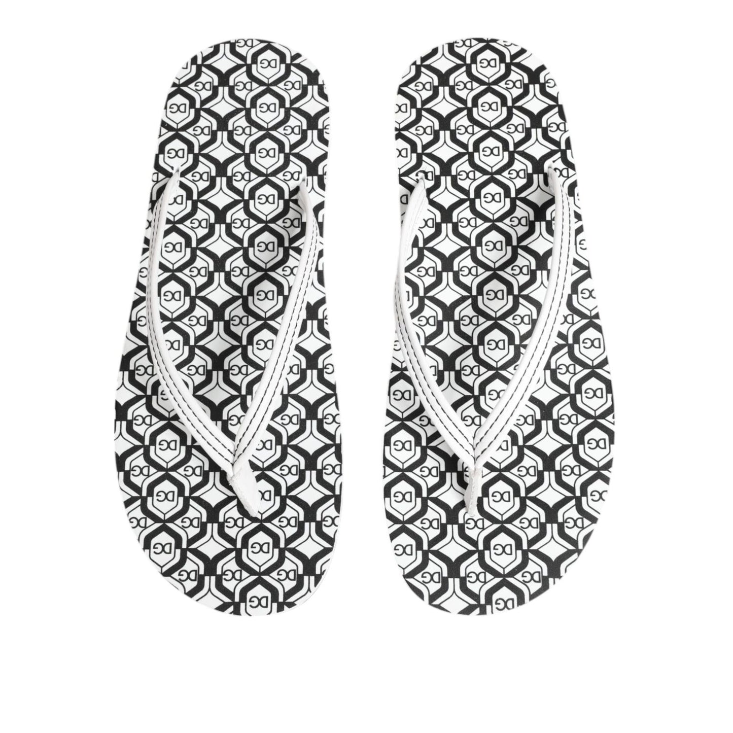 Dolce & Gabbana Black White Logo Beachwear Flats Slipper Shoes