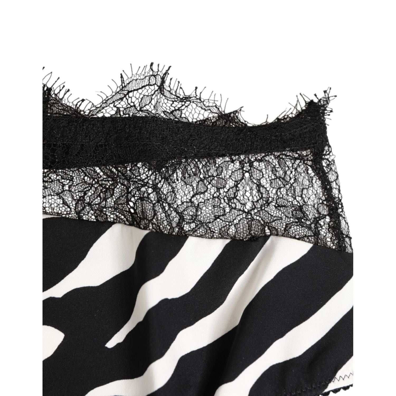 Dolce & Gabbana Black White Zebra Print Lace Trim High Underwear