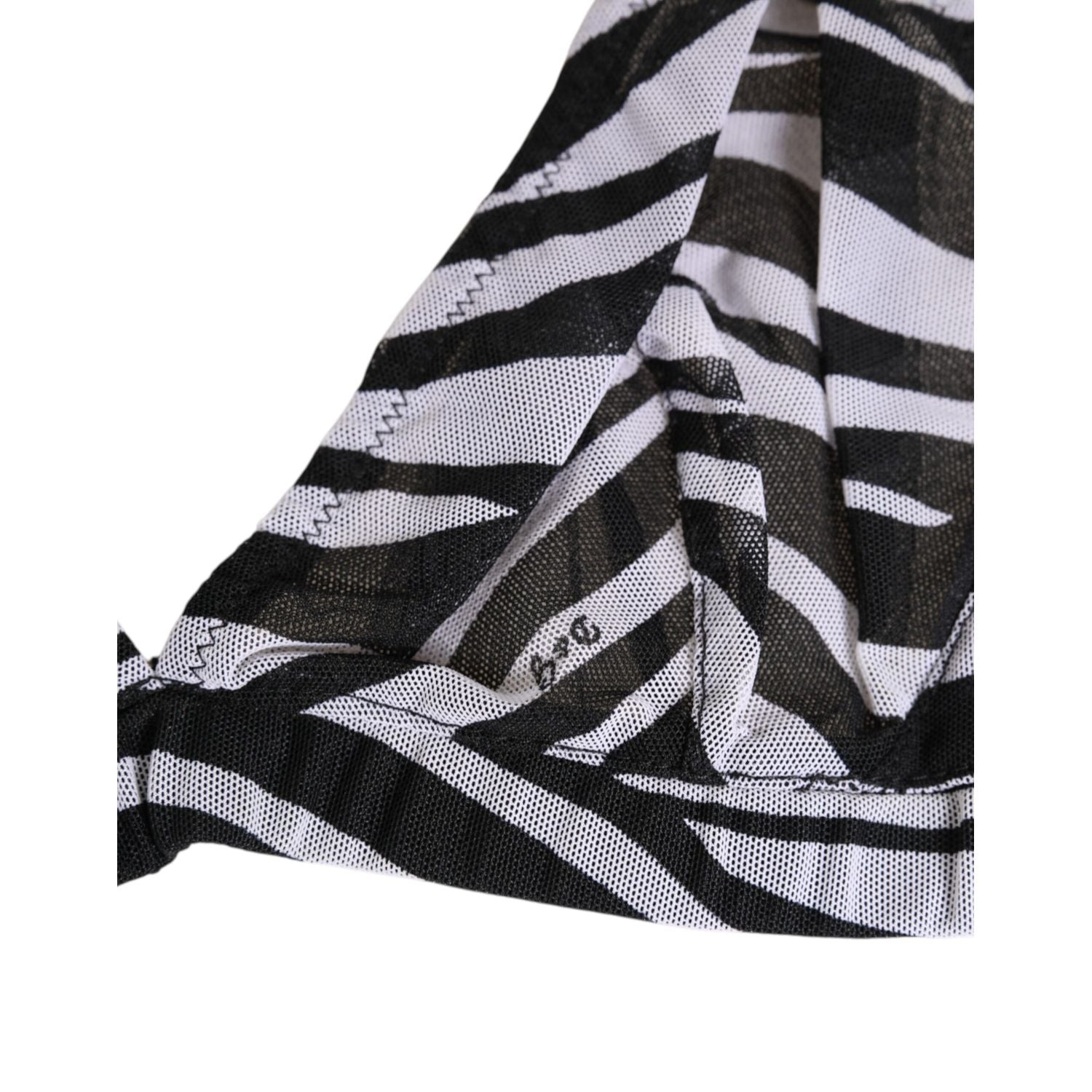 Dolce & Gabbana Black White Zebra Print Sheer Mesh Bralette Underwear