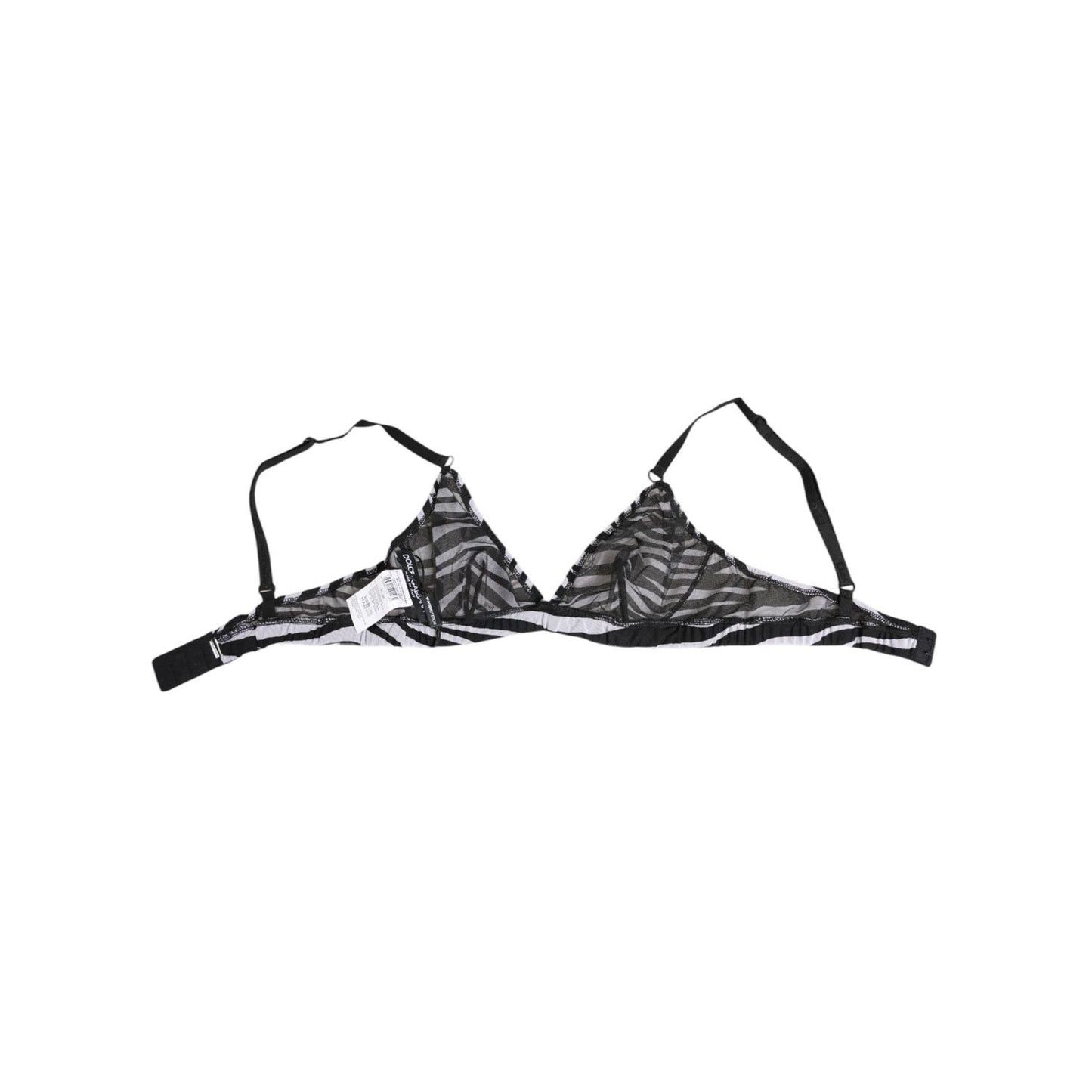 Dolce & Gabbana Black White Zebra Print Sheer Mesh Bralette Underwear