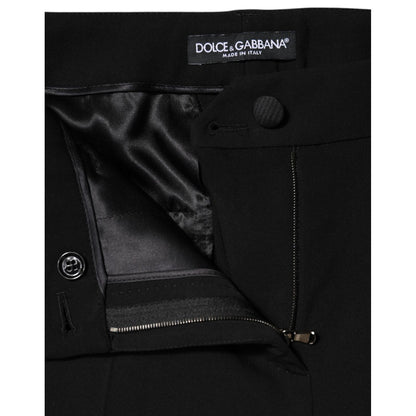 Dolce & Gabbana Black Wool High Waist Tapered Pants