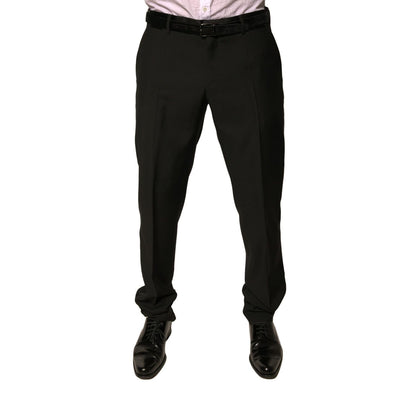 Dolce & Gabbana Black Wool Tapered Formal Dress Pants