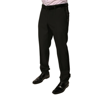 Dolce & Gabbana Black Wool Tapered Formal Dress Pants