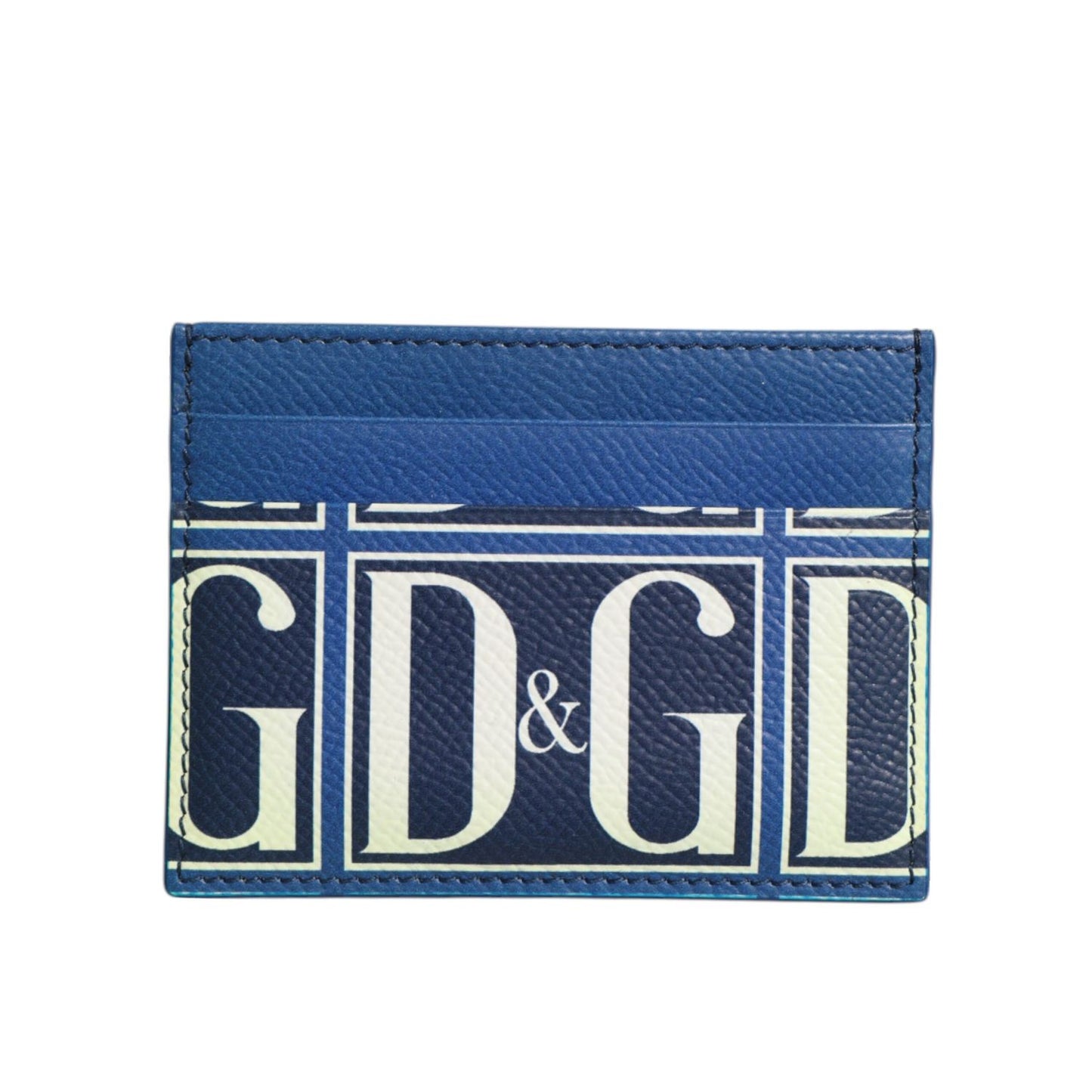Dolce & Gabbana Blue Calf Leather DG Logo Print Monogram Card Holder Wallet