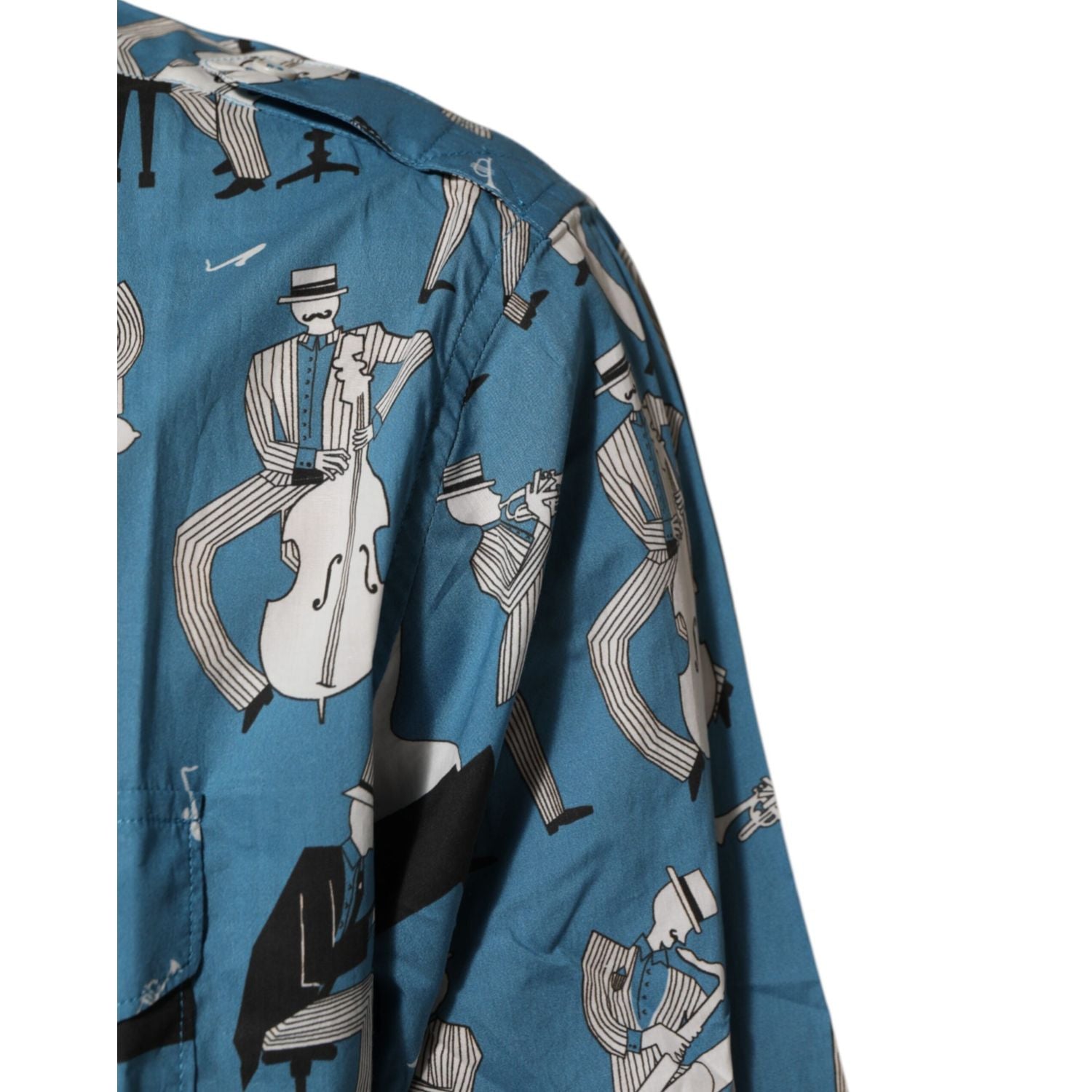 Dolce & Gabbana Blue Jazz Printed Cotton Button Front Shirt
