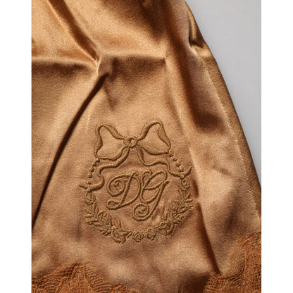 Dolce & Gabbana Brown Floral Lace Tank Lingerie Sleepwear Underwear