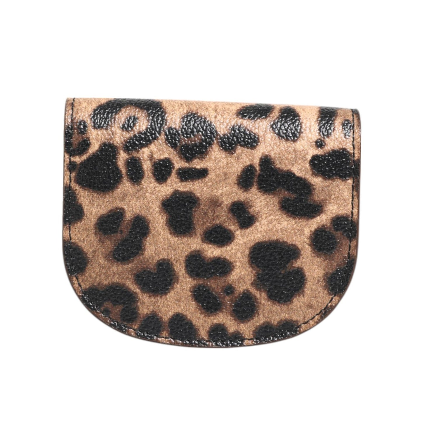 Dolce & Gabbana Brown Leopard Print Calf Leather Small Coin Purse Wallet