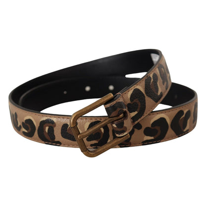 Dolce & Gabbana Brown Leopard Print Vintage Metal Waist Buckle Belt