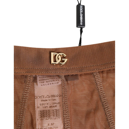 Dolce & Gabbana Brown Sheer Mesh High Waist Briefs Underwear