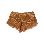 Dolce & Gabbana Brown Silk Satin Floral Lace Shorts Underwear, luxurious design with lace trim and soft waistband.