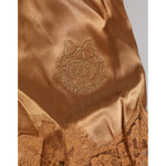 Dolce & Gabbana Brown Silk Satin Floral Lace Shorts Underwear with embroidered logo detail and lace trim