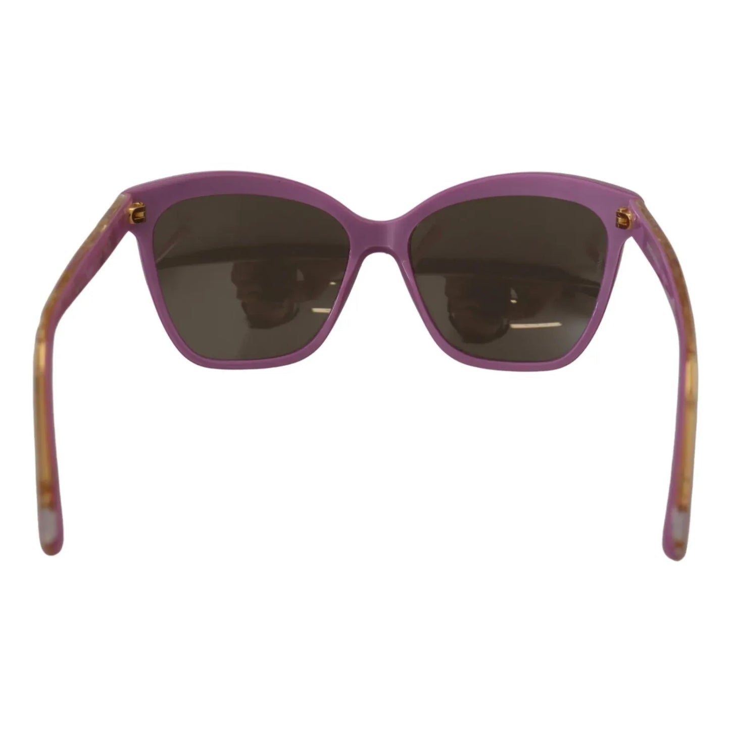 Dolce & Gabbana DG4251 Pink Gold Full Rim Rectangle Frame Shades with violet pink frames and gold lenses, 100% UV protection for women.