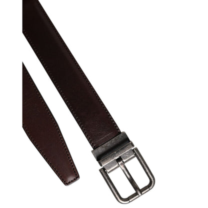 Dolce & Gabbana Dark Brown Leather Antique Silver Buckle Belt