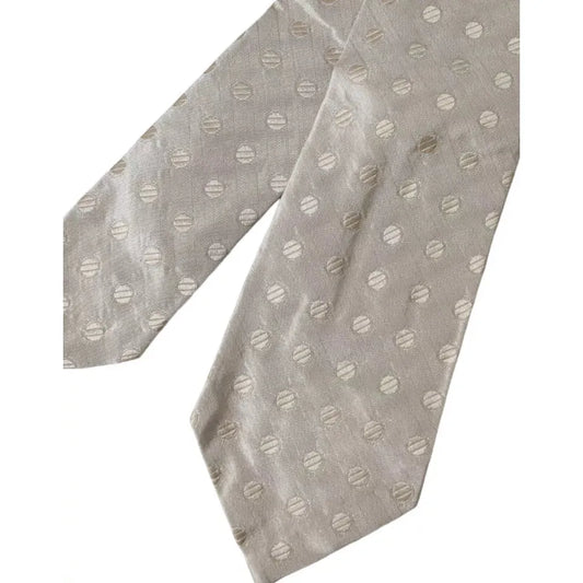 Dolce & Gabbana Beige Dotted Silk Classic Adjustable Men Tie KRA3369