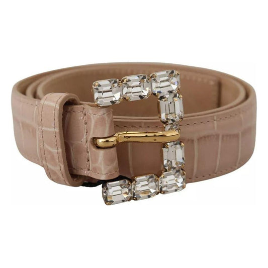Dolce & Gabbana Beige Leather Crystal Buckle Women Belt WMB235-60