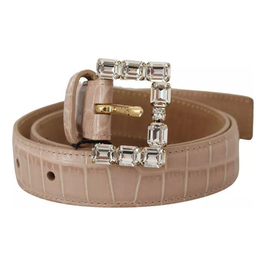 Dolce & Gabbana Beige Leather Crystal Buckle Women Belt WMB235-60