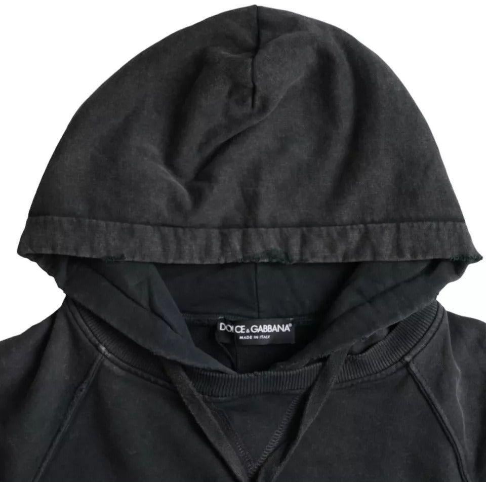 Dolce & Gabbana Black Cotton Hooded Short Sleeves Cropped T-shirt TSH86434-48