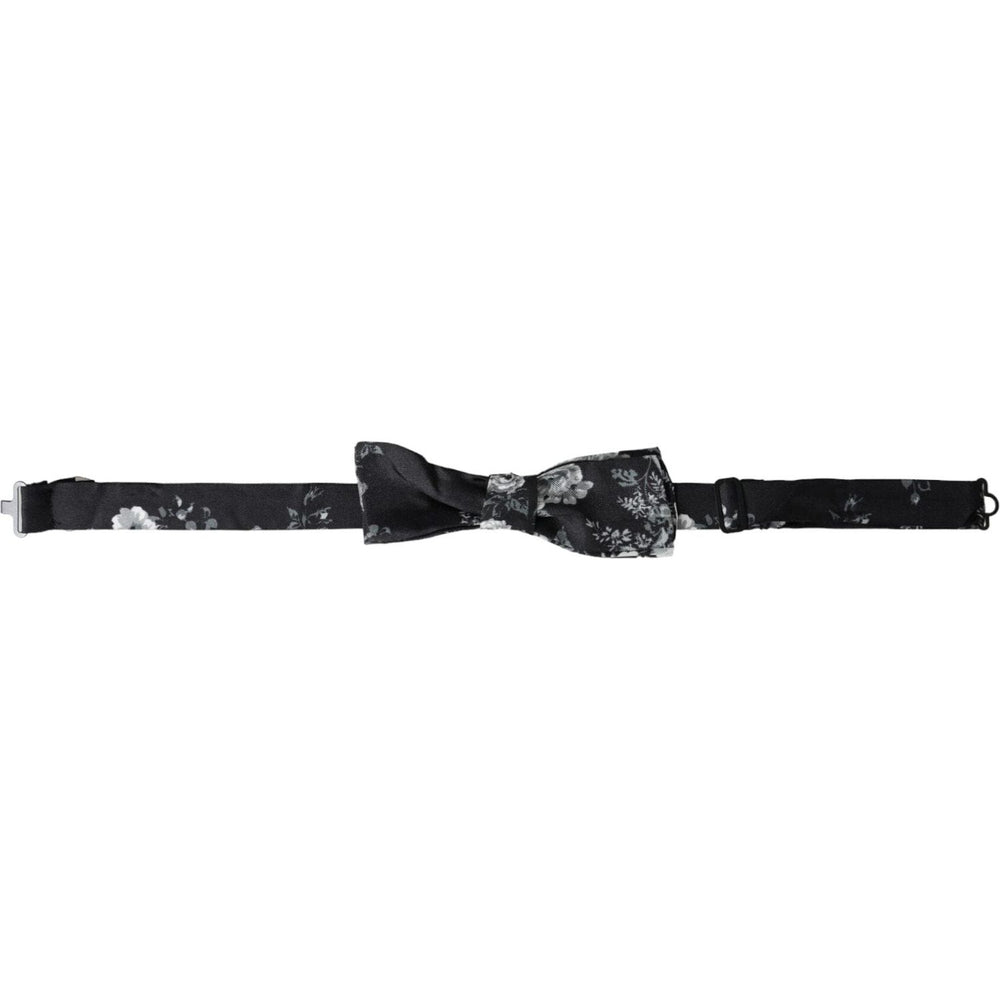 Dolce & Gabbana Black Floral Fantasy Adjustable Neck Men Bow Tie Dolce & Gabbana Dark Slate Gray