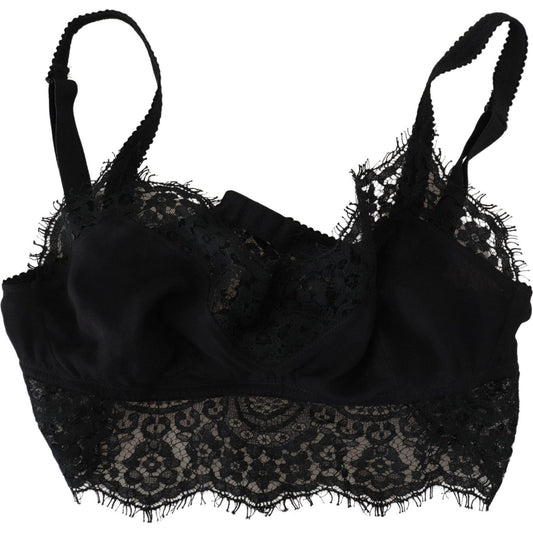 Dolce & Gabbana Black Floral Lace Stretch Bralette Underwear BIK1639-2