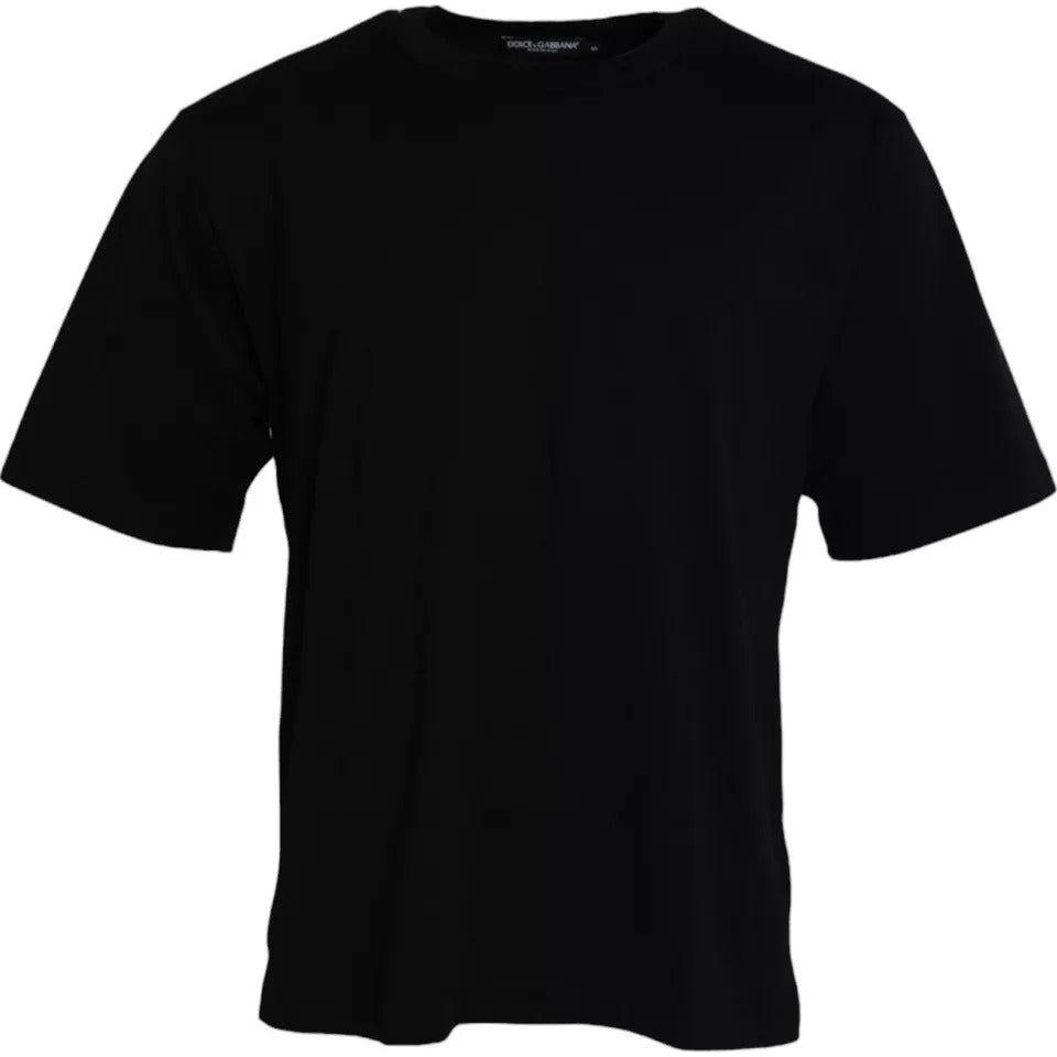 Dolce & Gabbana Black Logo Embossed Cotton Crew Neck T-shirt TSH86439-44
