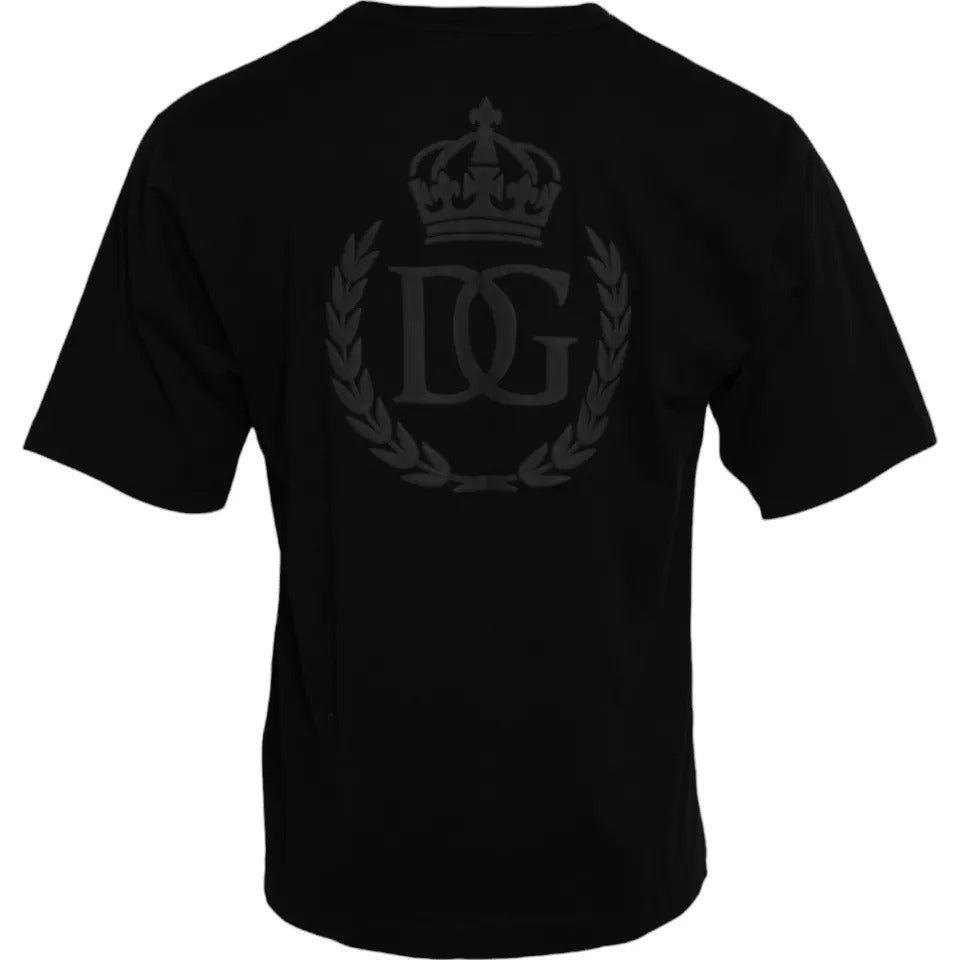 Dolce & Gabbana Black Logo Embossed Cotton Crew Neck T-shirt TSH86439-44