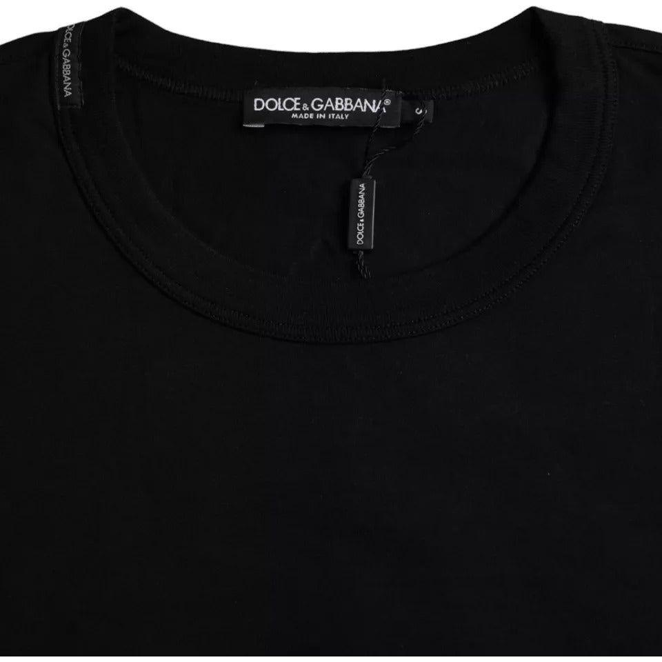 Dolce & Gabbana Black Logo Embossed Cotton Crew Neck T-shirt TSH86439-44
